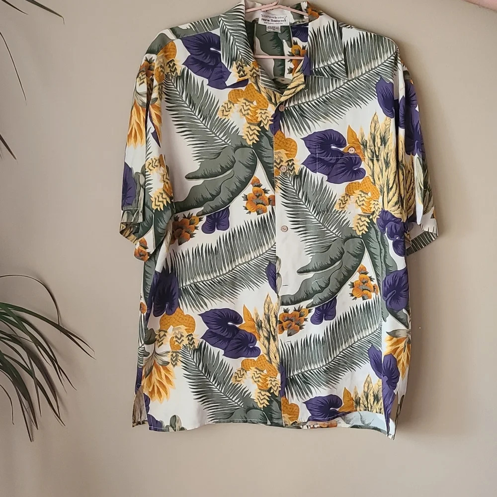 Norm Thompson silky shirts mens sz.XL palm leaves print